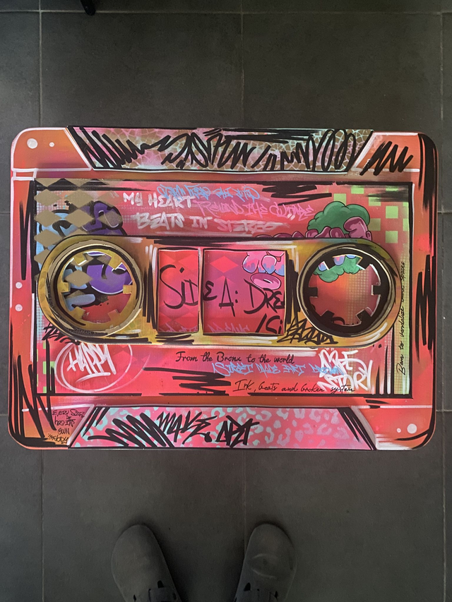 Tableau Boombox vintage street art – Pièce unique