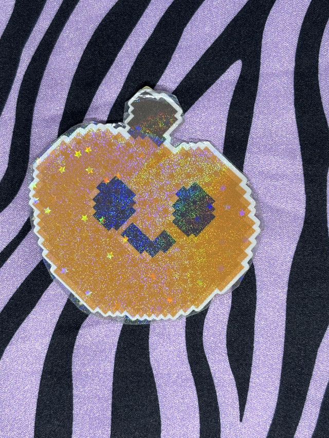 small pixel pumpkin sticker 