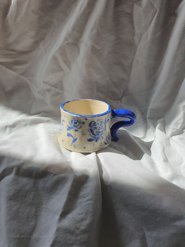 Hand painted rose ceramic mug