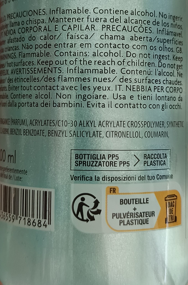 The Fruit Company " Brume scintillante corps et cheveux Coral beach "