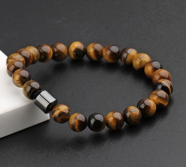 Bracelet aimant Oeil de Tigre 8 mm