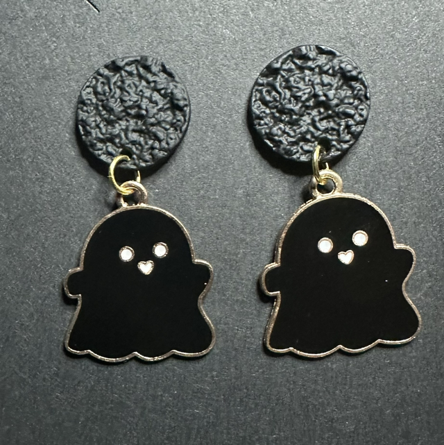 Cute Black Ghost Stud Earrings