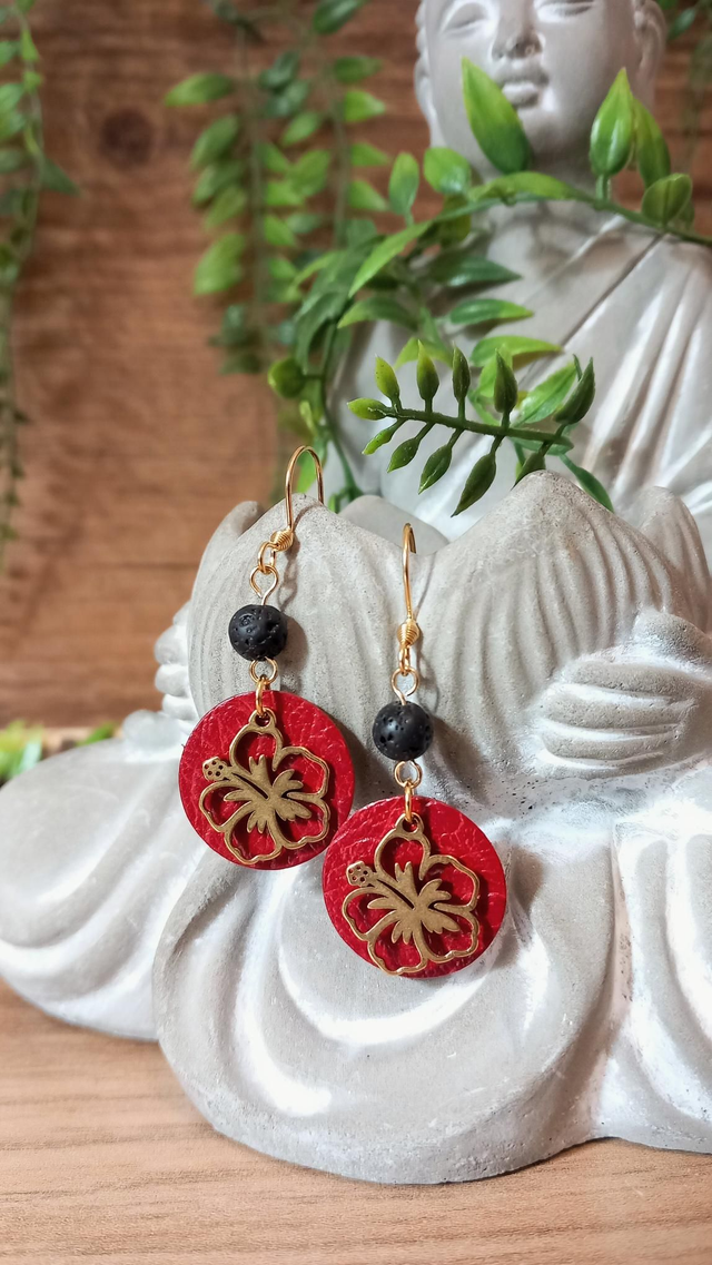 Boucles d&#039;oreilles fleur de lave