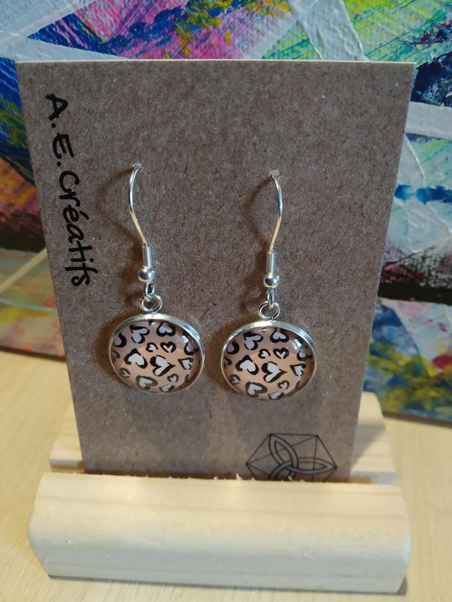 Boucles D&#039;oreilles Cabochons Coeur 