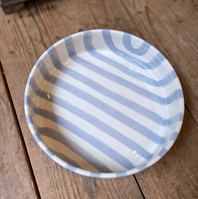Große Schale - hellblau/gestreift