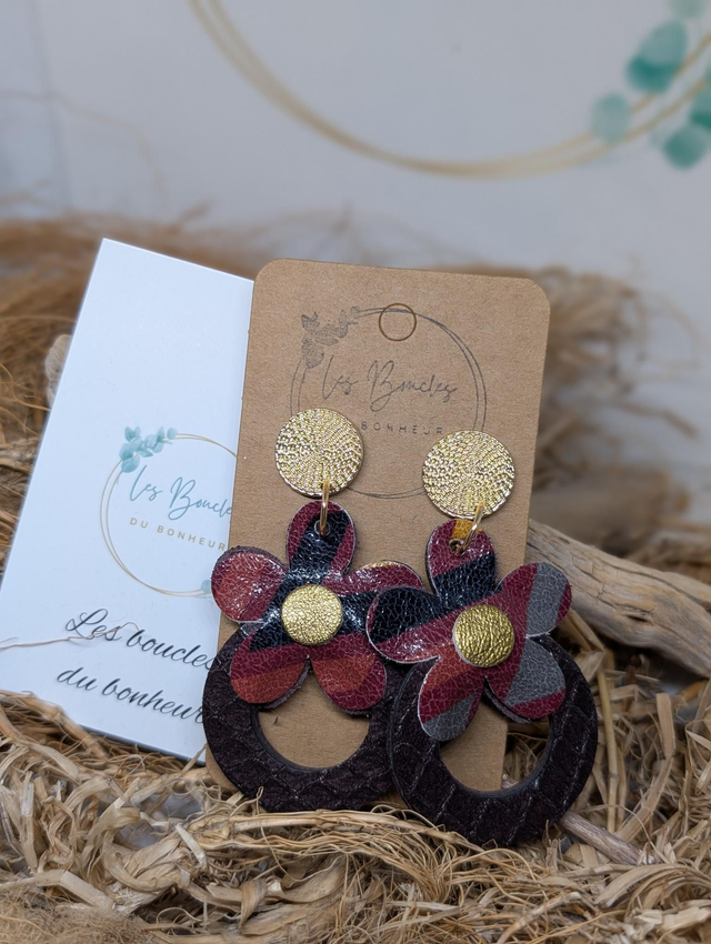 Boucles d&#039;oreilles Baby Marguerite bordeaux bm1131