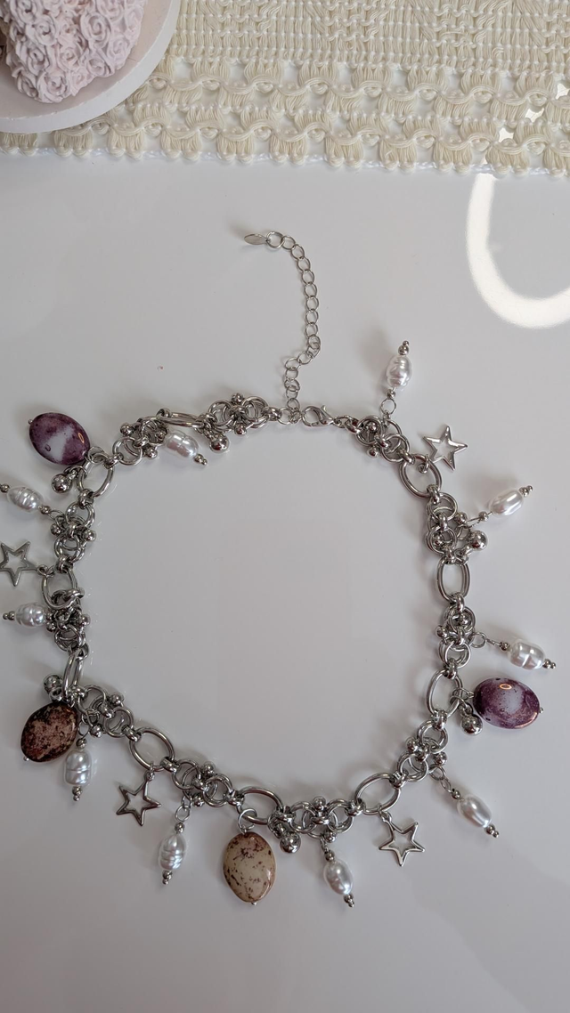 Celestial pearl and jasper necklace