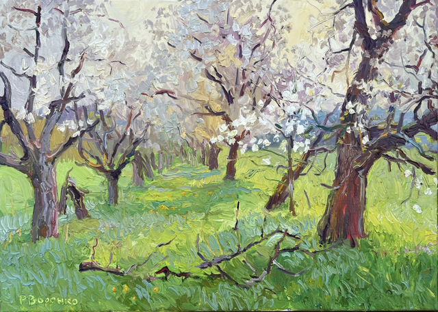„Echos der Blüten: Der vergessene Weg“ – Öl auf Leinwand, 50 × 70 cm | 2023