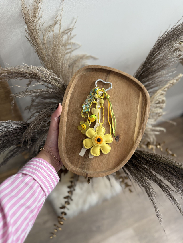 Porte-Clé Bijou de sac Fleur jaune