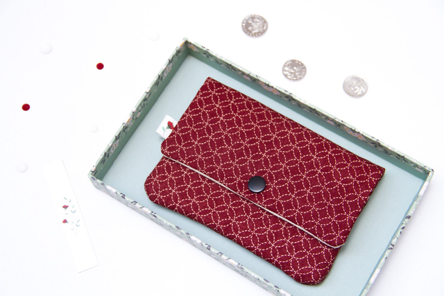 Monedero grande Sashiko Rojo Granate