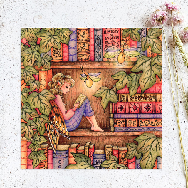 "Book Fairy" postcard