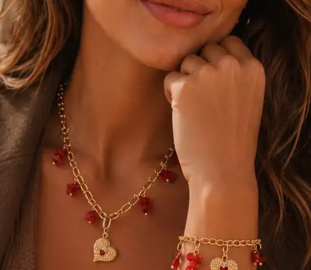 Colar e Pulseira Coração
