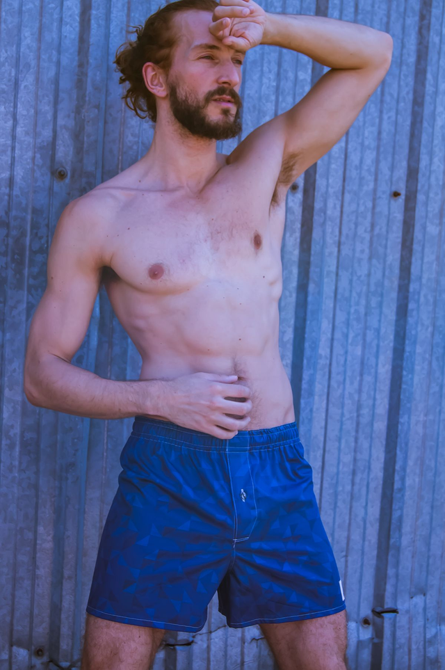 Caleçon "Carrés bleus" - pièce unique - taille M