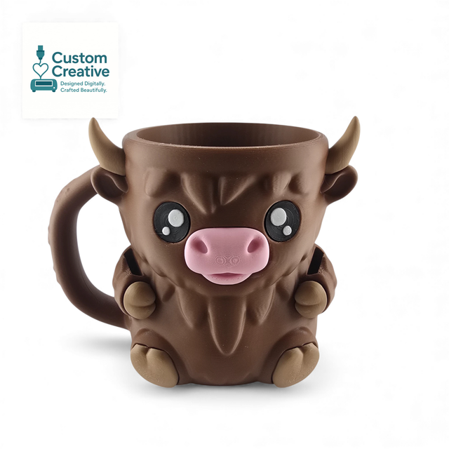 Highland Cow Ice Cream Holder – 3D Printed Tub Sleeve for Ben &amp; Jerry’s &amp; Häagen-Dazs