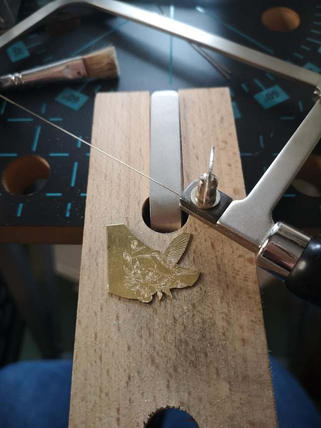 Boucles d'oreilles - laiton - colibri - fleurs - cercles - crochets - oiseau - pièce unique - La&Titia