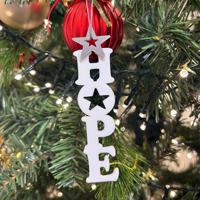 2 x Hope Lettering Baubles (White &amp; Silver)