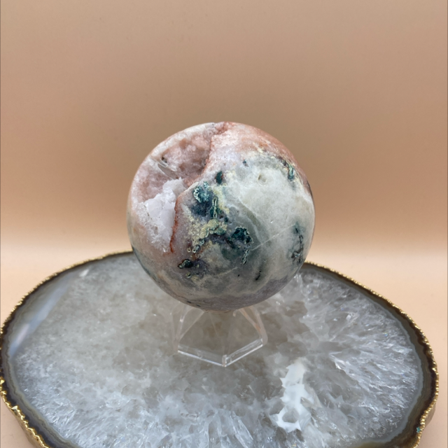 Pink Amethyst + Green Jasper sphere 