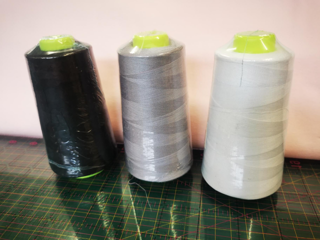 Overlock polyester thread. 3000m available in black or grey 