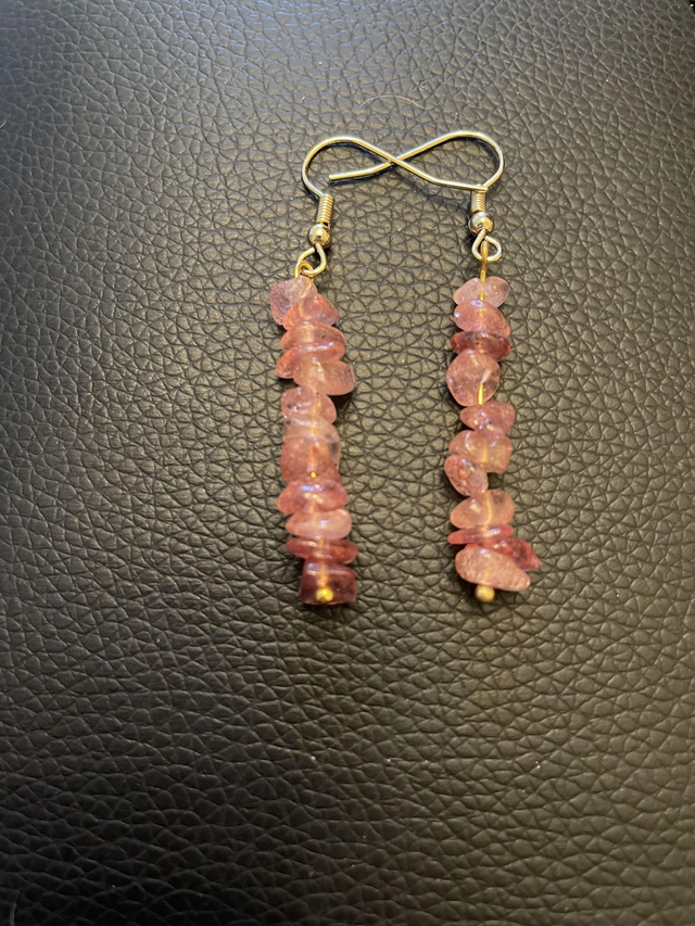 Boucles d'oreilles Quartz fraise chips