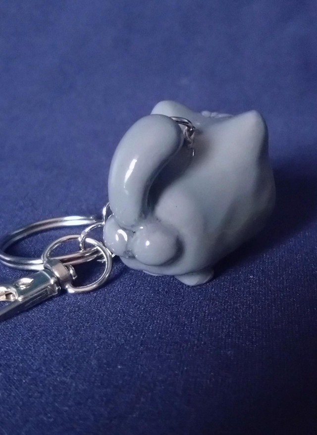 Grey cat clay charm