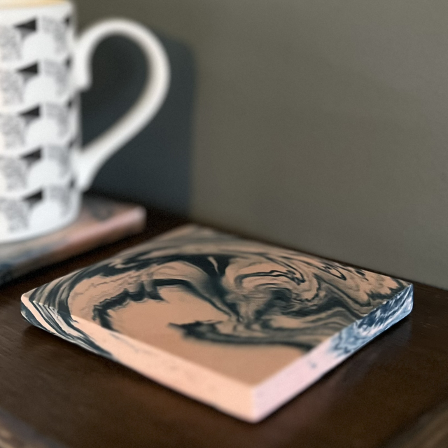 Coasters - square - pink and navy 