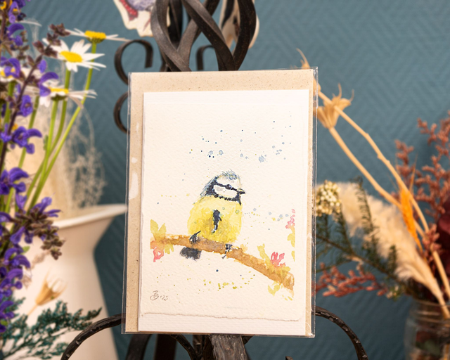 Originalkarte - Blaumeise auf Ast