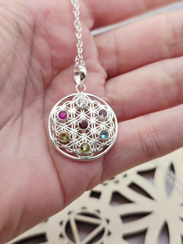 Pendentif 7 chakras en Argent 925 