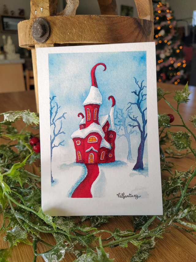 Carte "Maison de Noël", 10 x 15 cm