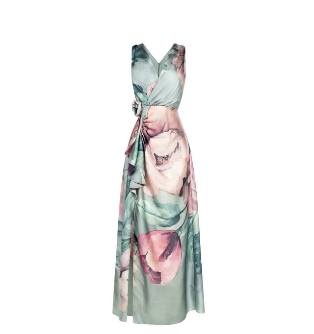 74057023 - Rinascimento  Abito lungo sbraccia in satin leggero