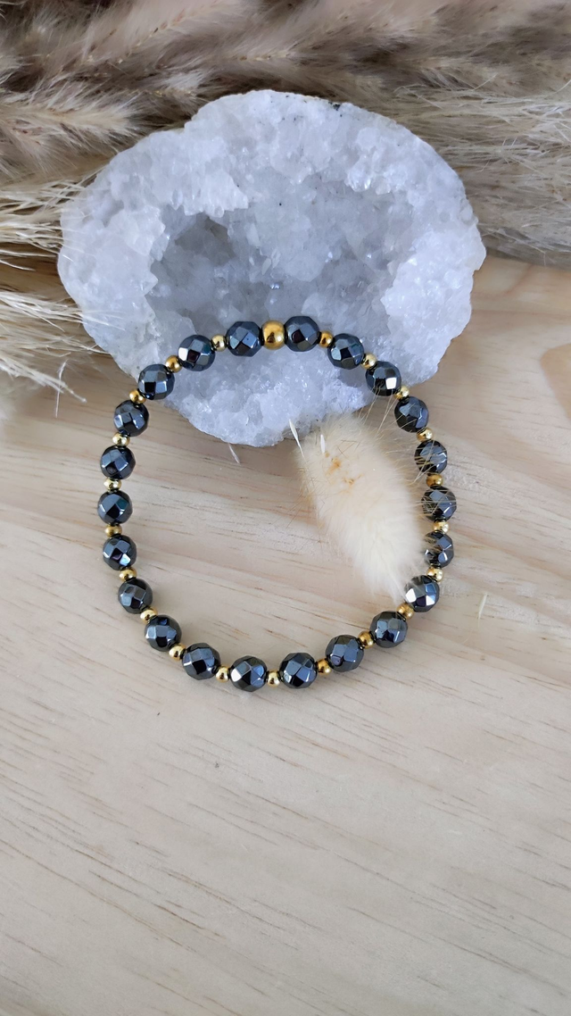 Bracelet "Confiance en soi" Hématite facettée