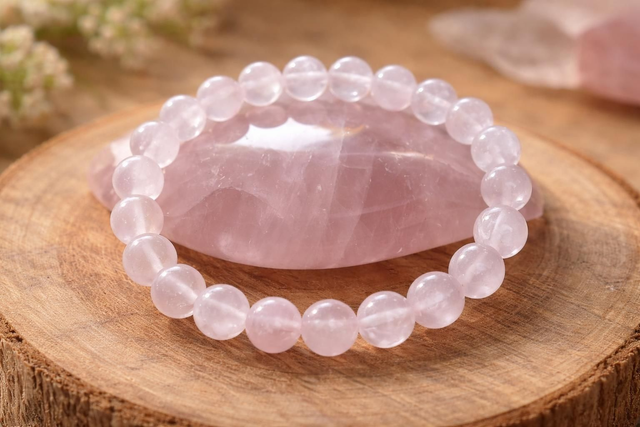 Bracelet QUARTZ ROSE 8 mm – Amour et Douceur