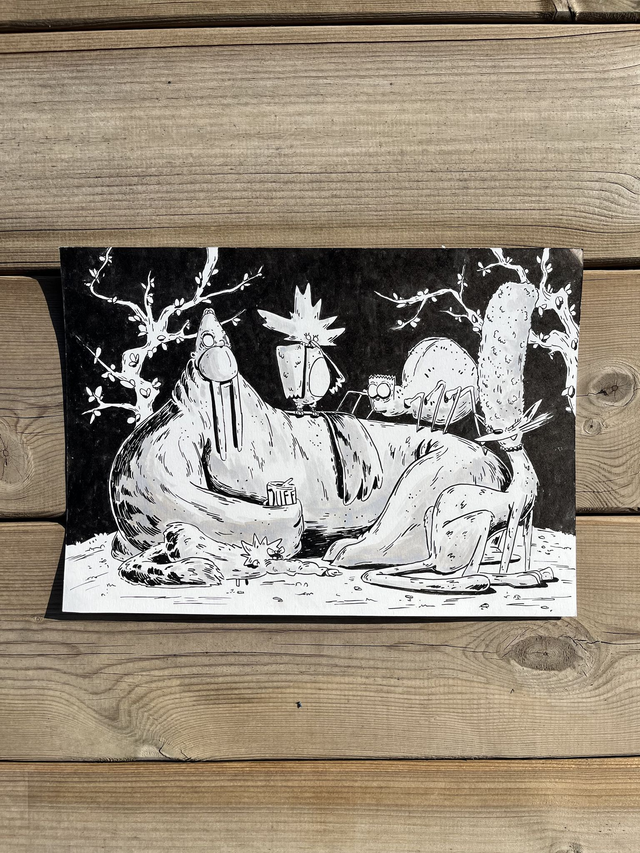 Dibujo Original Los Simpson "Casa del terror: La isla del Doctor Hibbert" 