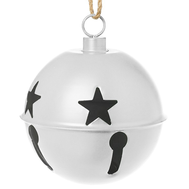 Hanging White Metal Cut Out Bell Bauble 