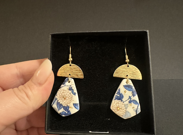 GOLD PLATED POLYMER CLAY EARRINGS