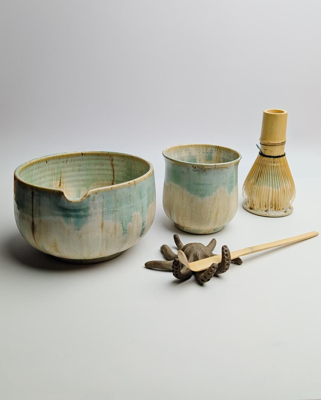 Zestaw z chasenem i chashaku "awenturyn"