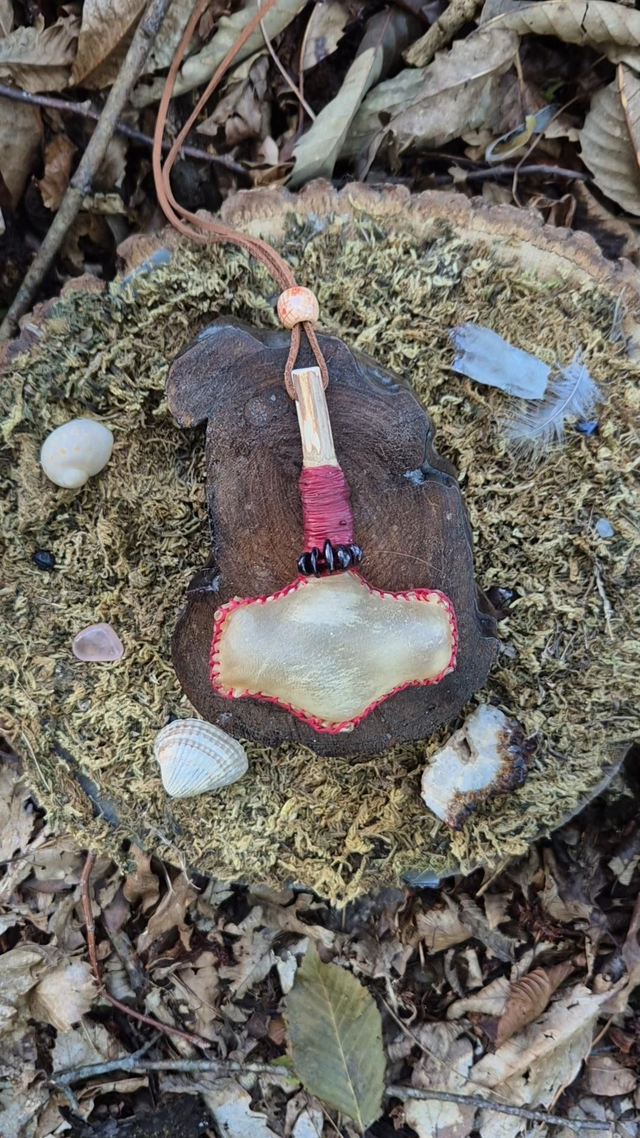 Reindeer and Garnet Mjölnir Necklace Rattle