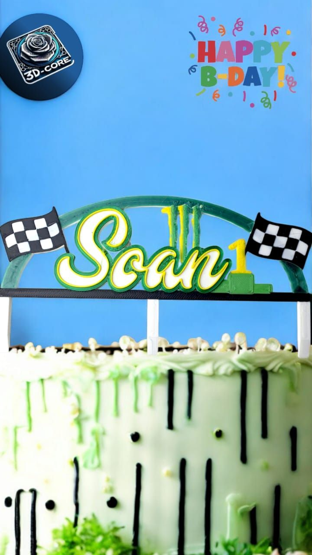 🏁 Topper Cake Anniversaire – Thème Monster 🏁