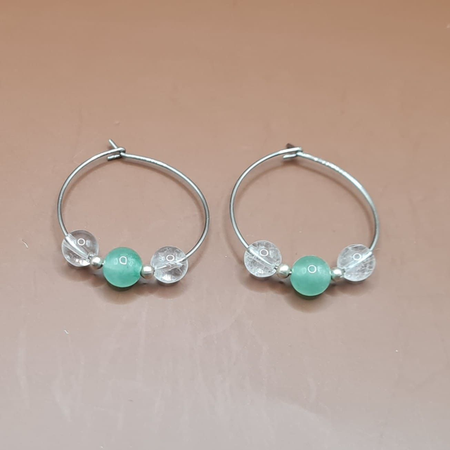 Créoles Aventurine verte - cristal de roche