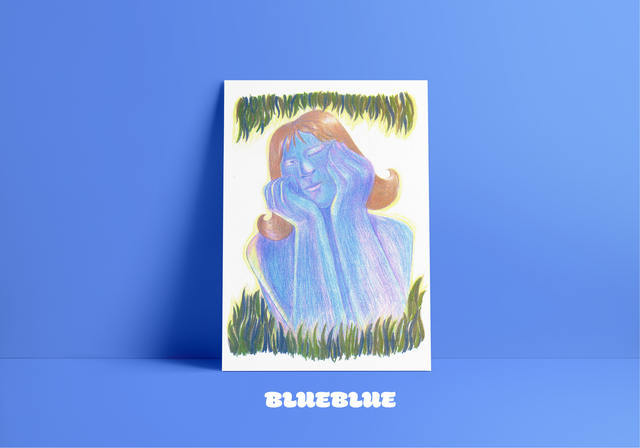 Illustration A3 imprimée en riso BLUBLUE