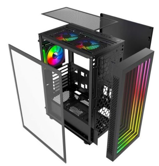 Vida Apeiron Black ARGB Gaming Case w/ Glass Side &amp; Infinity Effect Front