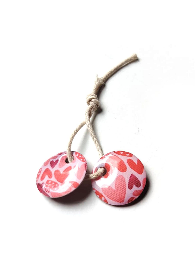 Pampilles Upcyclées Réversibles en Cartes et Papier Recyclés pour créoles - Coeurs