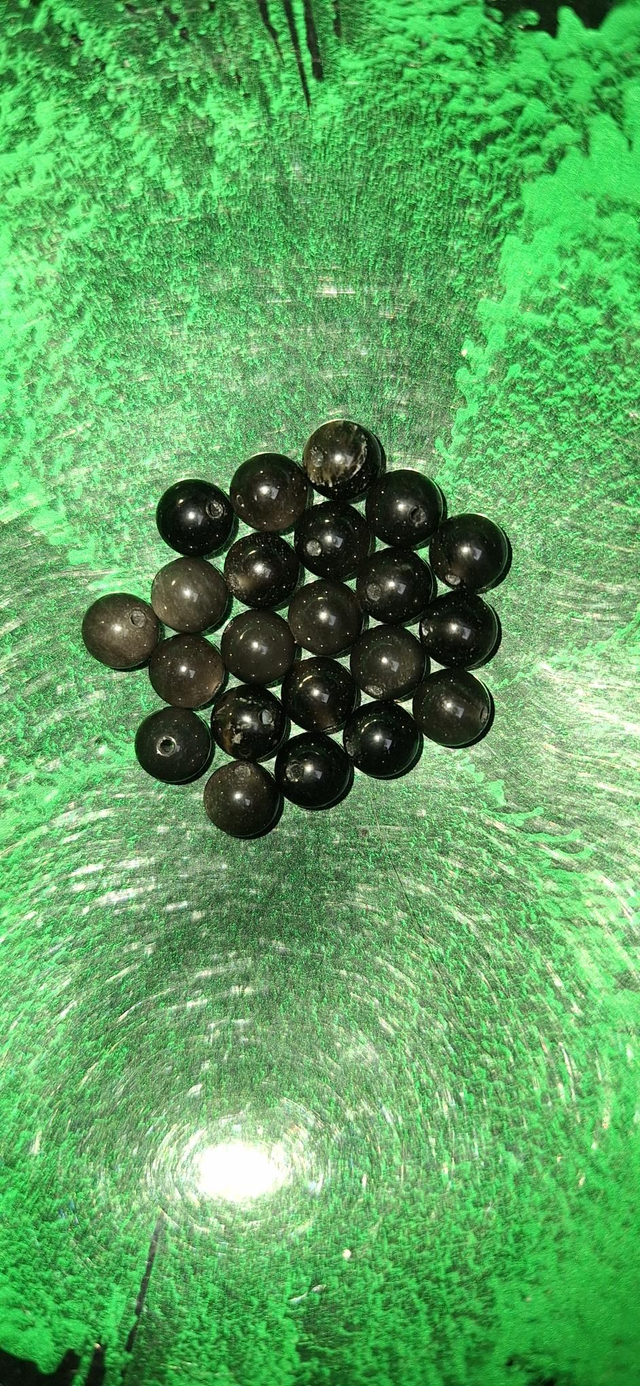 Silver sheen obsidian 6mm