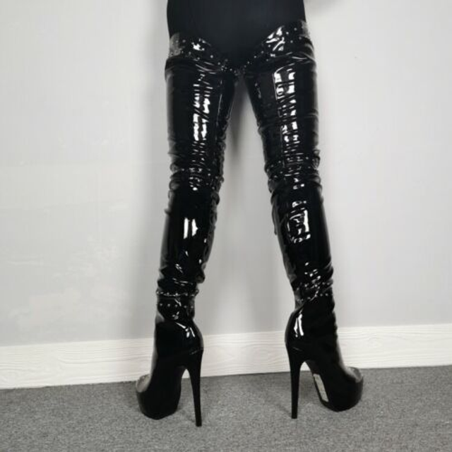 Rivets Platform Over Knee High Thigh Boots Women Ladies Stiletto Leather Party