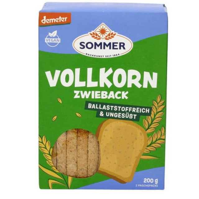 Sommer Vollkorn Weizen Zwieback 200g Packung