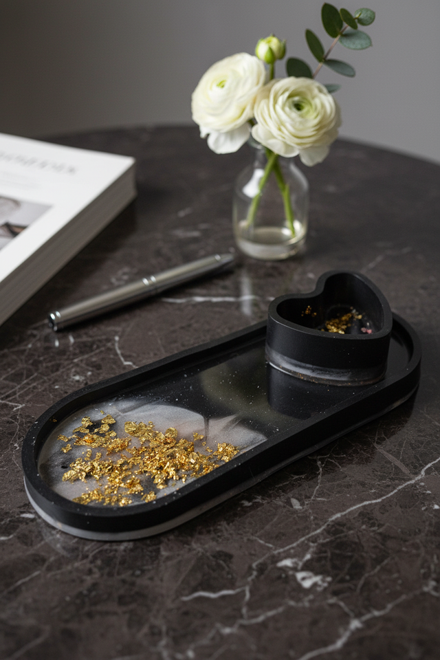 Plateau bijoux Coeur - Noir doré