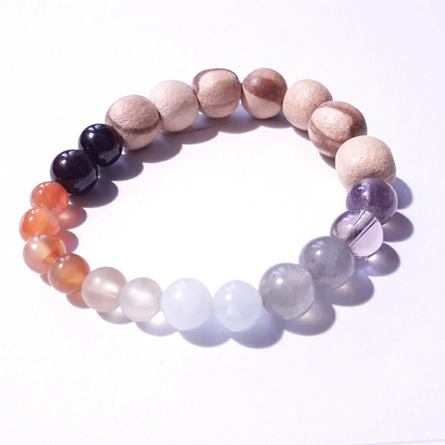 Seven Chakra Crystal &amp; Palo Santo Bracelet 