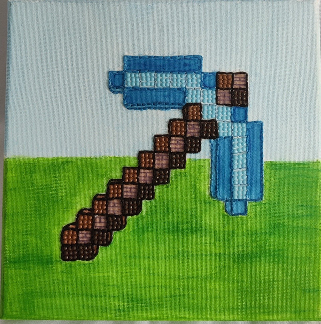 Toile brodée Pioche Diamant Minecraft