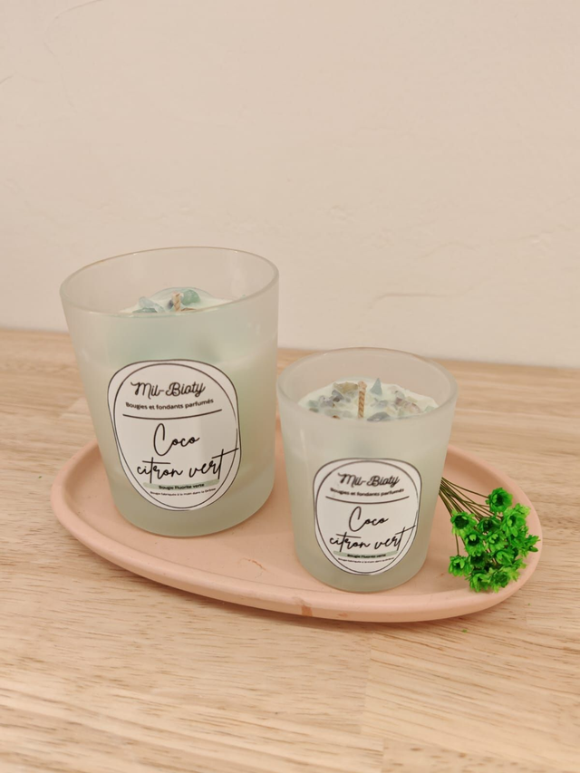 Bougie Fluorite verte : Coco citron vert