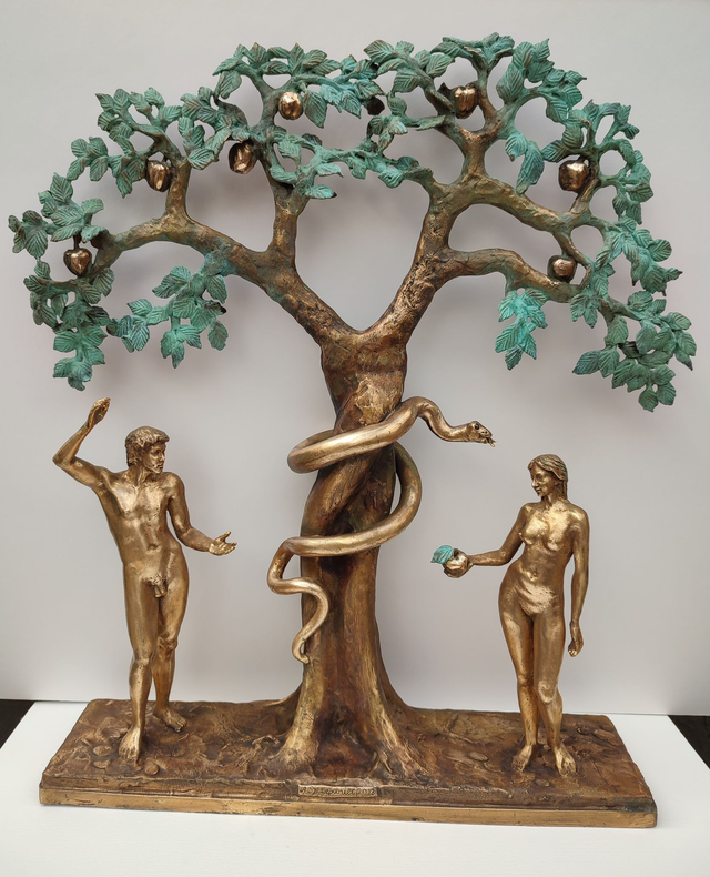 Adam i Ewa, 49x43x10 brąz unikat