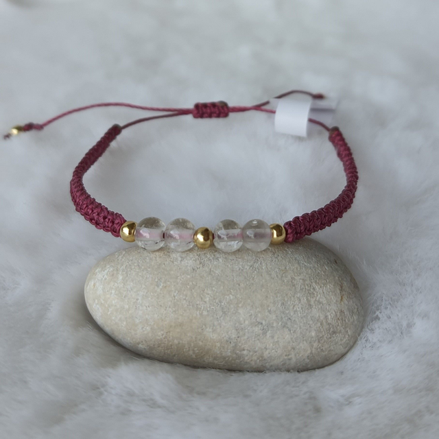 Bracelet femme fin 4 petites pierres "Cristal de Roche"